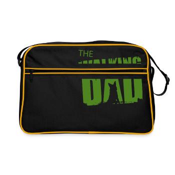 Schäferhund Walking Dad Geschenkidee Vater Gassi - Retro Tasche - Schwarz/Gold - Vorne