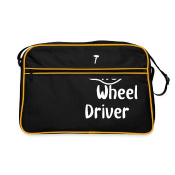 One Wheel Driver Einradfahrer Radfahrer - Retro Tasche - Schwarz/Gold - Vorne
