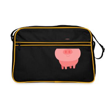 Adorable cochon mignon bébé cochon pour les amoureux des cochons - Sac Retro - noir/or - Devant