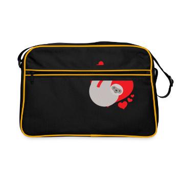 Paresse mignonne et adorable paresseux coeur étreignant - Sac Retro - noir/or - Devant