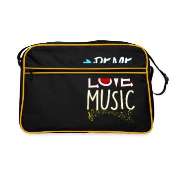 Cute Peace Love Music Festival Hippie Hipster - Sac Retro - noir/or - Devant