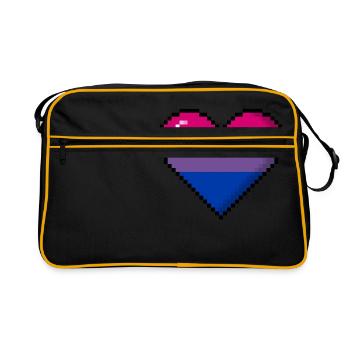 Bisexuell Stolz 8Bit Pixel Herz - Retro Tasche - Schwarz/Gold - Vorne