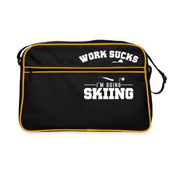 Travail suce, je vais faire du ski drôle - Sac Retro - noir/or - Devant