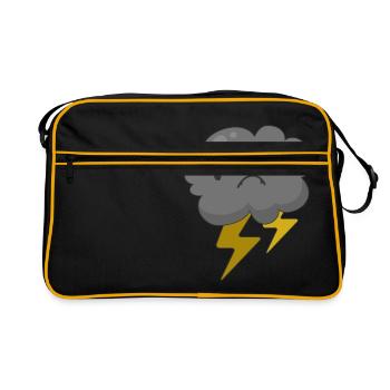 Angry Cloud With Lightning Thunderstorm Weather - Retro Bag - black/gold - Front