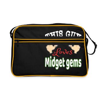 "This Guy Loves Midget Gems" tee design for jewel - Retro Bag - black/gold - Front