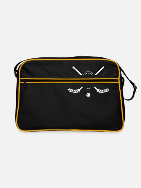 Floorball - Retro Tasche - Schwarz/Gold - Vorne