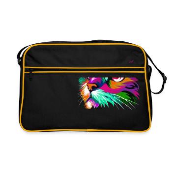 Cute Cat Graphic Colorful Paint Women Tshirt for - Retro Bag - black/gold - Front