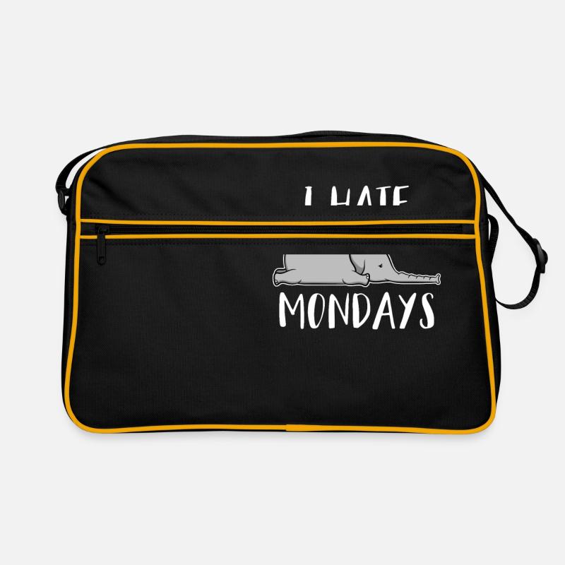 Ich Hasse Montage Bürohumor Elefant I Hate Mondays Retro Tasche