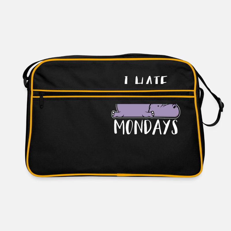Ich Hasse Montage Büro Nilpferd I Hate Mondays Retro Tasche