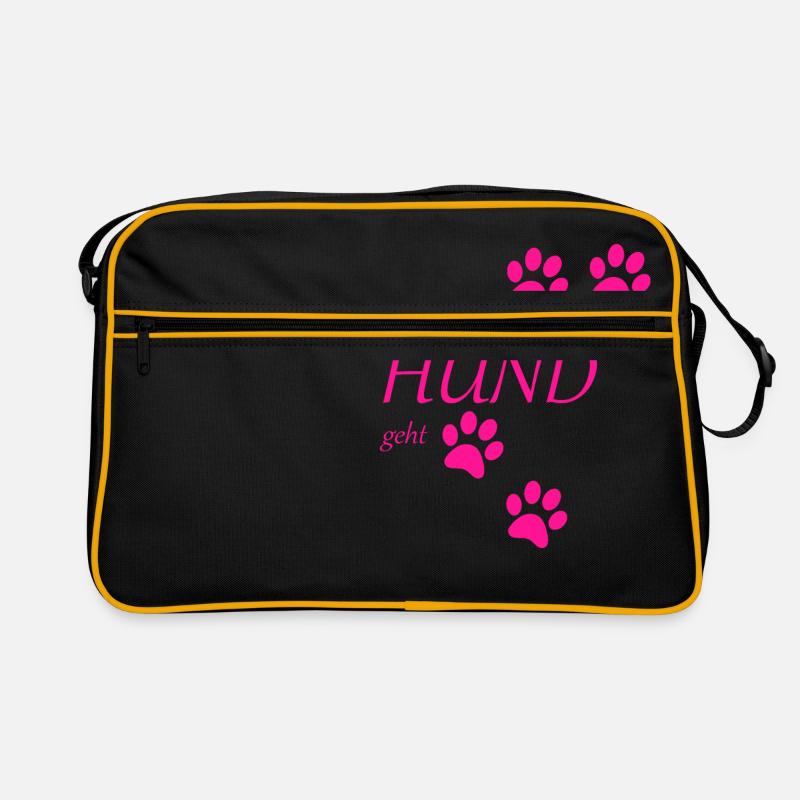 die mit dem hund geht pink edition - Retro Tasche - Schwarz/Gold