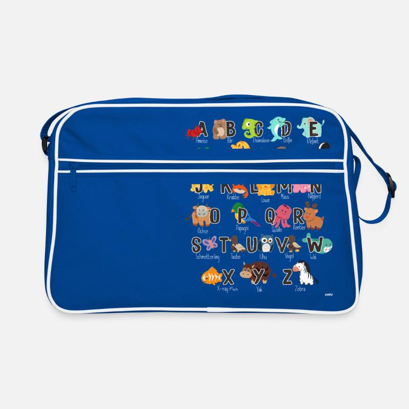 Alphabet Tiere Einschulung Lehrer Retro Tasche
