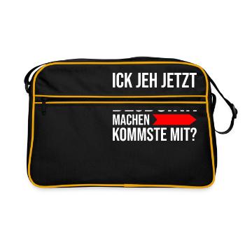 Berlin slang lustig blödsinn dialekt berliner - Retro Tasche - Schwarz/Gold - Vorne
