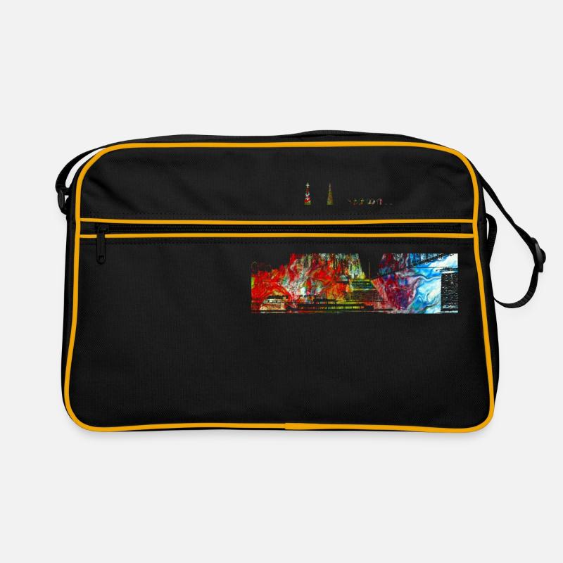 Kölner Dom Köln - Retro Tasche - Schwarz/Gold