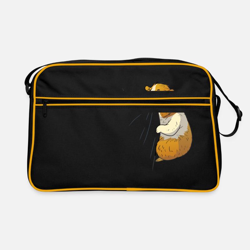 Mignonne cochon de Guinée affamé propriétaire de l'animal - Sac Retro - noir/or