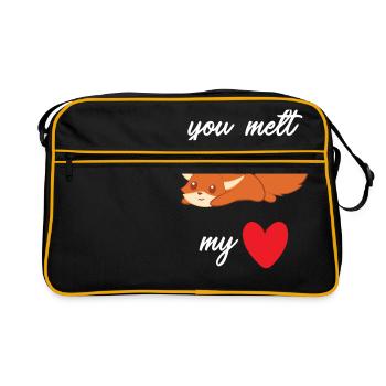 Fox – Cute Fox – Fox Lover – Melt my Heart - Retro Bag - black/gold - Front