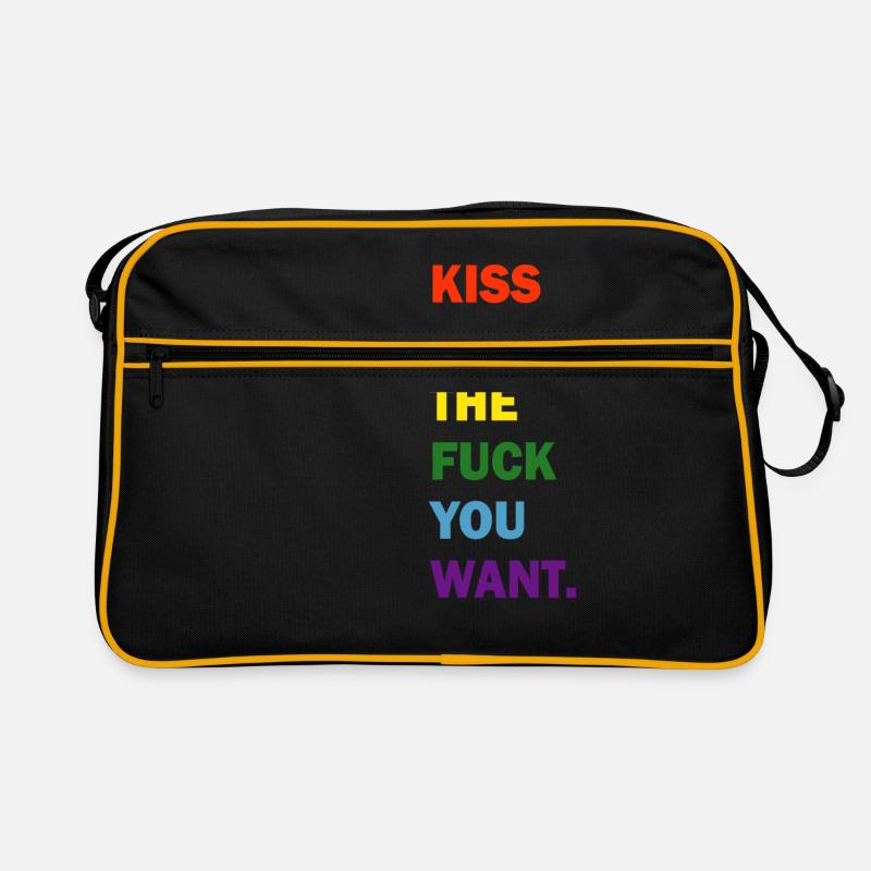 Küsse wen du willst Stolz - Retro Tasche - Schwarz/Gold