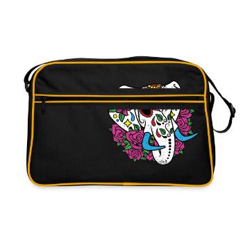 Elephant Sugar Skull Elefant Goa Zombie Totenkopf - Retro Bag - black/gold - Front