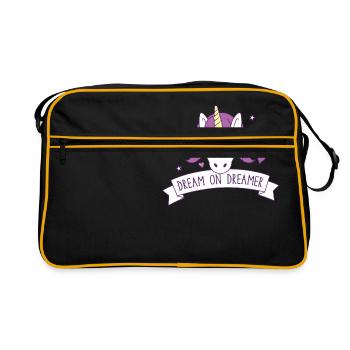 dream on dreamer! with cute unicorn - Retro Bag - black/gold - Front