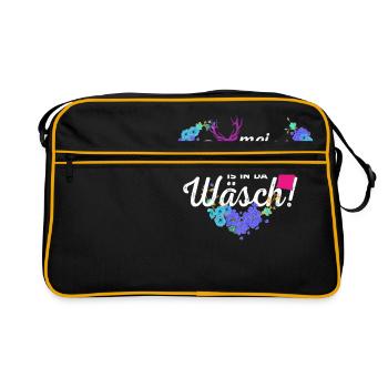 Mei Dirndl is in da Wäsch Dirndlersatz - Retro Tasche - Schwarz/Gold - Vorne
