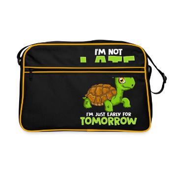 Je ne suis pas en retard Je suis juste en avance pour demain Tortue - Sac Retro - noir/or - Devant