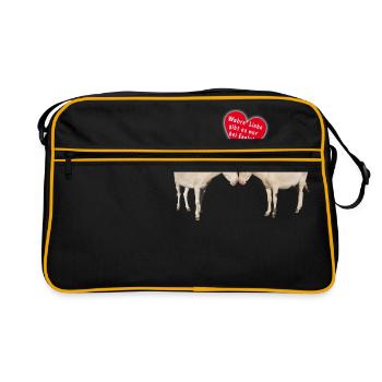 Wahre Esel Liebe - Retro Tasche - Schwarz/Gold - Vorne
