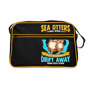 Sea Otters Hold Hands When Sleeping Cute Otter - Retro Bag - black/gold - Front