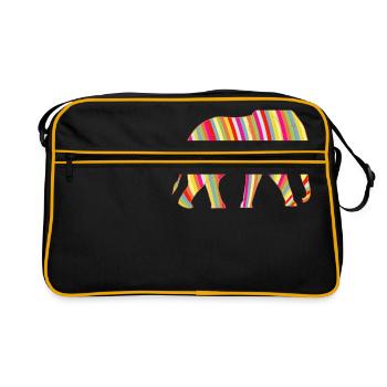 Elephant Afrique multicouleur - Sac Retro - noir/or - Devant