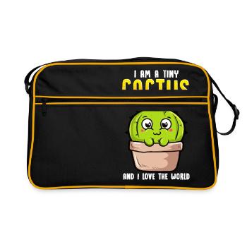 Je suis un minuscule cactus et j'aime le monde Bébé mignon - Sac Retro - noir/or - Devant