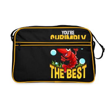 Cute & Funny vous êtes Shrimply le meilleur Pun Pun Shrimp - Sac Retro - noir/or - Devant