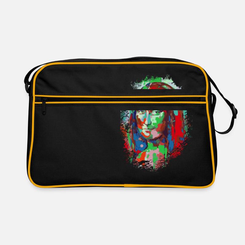 Poppiges Mona Lisa Design Leonardo da Vinci - Retro Tasche - Schwarz/Gold