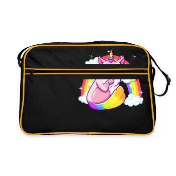 Arc-en-ciel Meowgical Caticorn Majestic Chat Licorne - Sac Retro - noir/or - Devant
