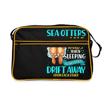 Sea Otters Hold Hands When Sleeping Cute Otter - Retro Bag - black/gold - Front