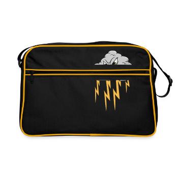 Angry Cloud Causing Lightning Thunderstorm Weather - Retro Bag - black/gold - Front