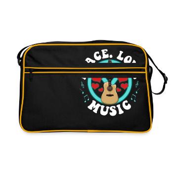 Peace Love Music Awesome Hippie Pacifist Festival - Retro Bag - black/gold - Front