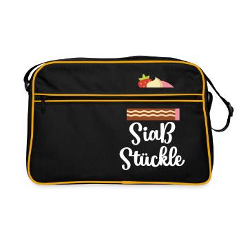 Schwaben Schwäbisch Stuttgart Schwabe Geschenk - Retro Tasche - Schwarz/Gold - Vorne