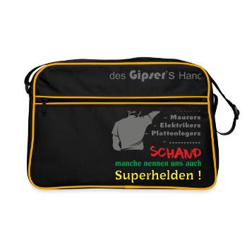 Gipser die Superhelden - Retro Tasche - Schwarz/Gold - Vorne