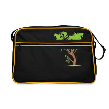 World map tree climate protection environmental protection earth - Retro Bag - black/gold - Front