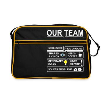 Our team - Retro Tasche - Schwarz/Gold - Vorne