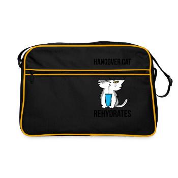 Hangover Cat Rehydrates Boire Alcool Gueule de bois - Sac Retro - noir/or - Devant