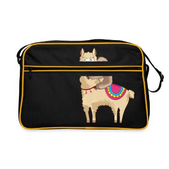 Paresseux équitation lama étreignant animaux amis - Sac Retro - noir/or - Devant