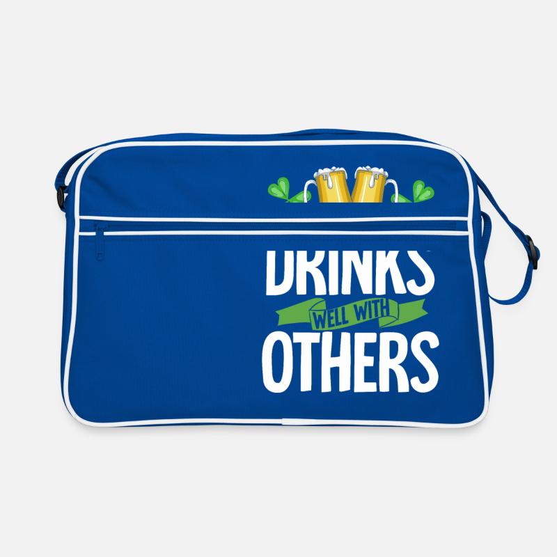 Drinks Well With Others St Patricks Day Funny Retro Bag
