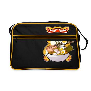 Kawaii Dog Ramen Bowl Funny Anime Noodles Puppy - Retro Bag - black/gold - Front