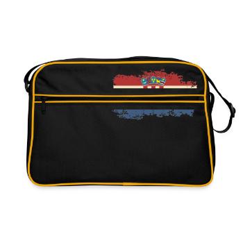 Kroatien Kroatisch Hrvatska Kroaten Kroaten Kroaten - Retro Tasche - Schwarz/Gold - Vorne