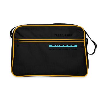 Rhodos Griechenland - Retro Tasche - Schwarz/Gold - Vorne
