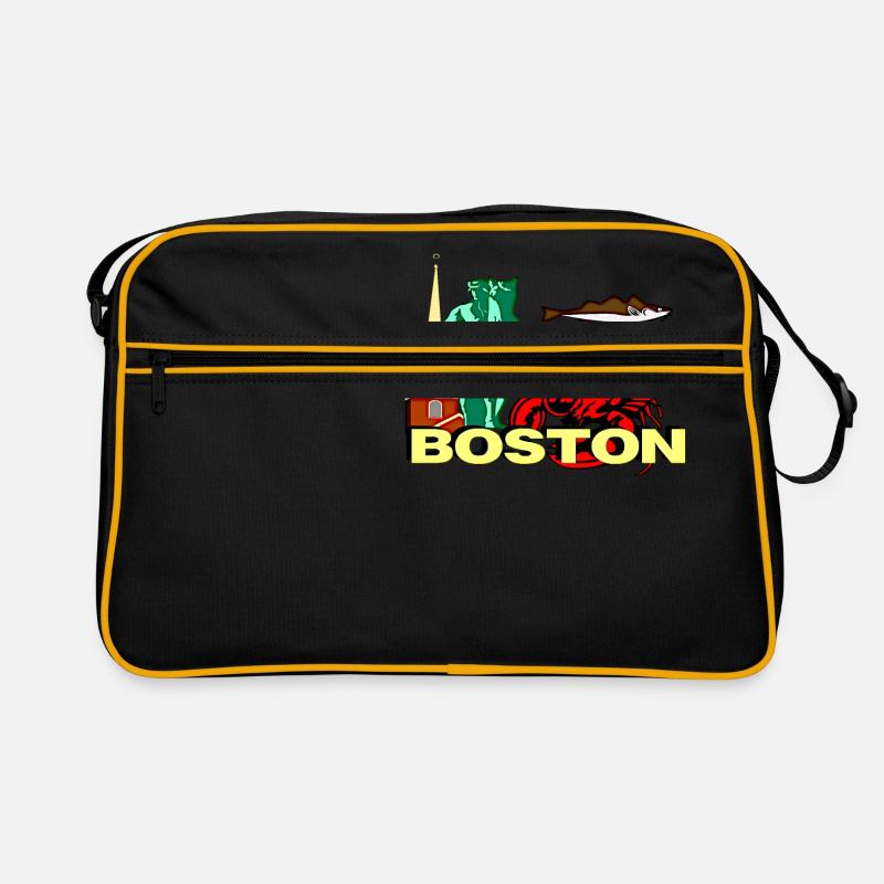 Boston - Retro Tasche - Schwarz/Gold
