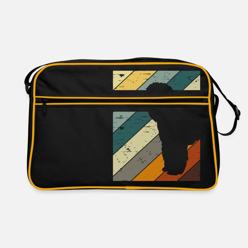 Retro Pudel Hunde - Retro Tasche - Schwarz/Gold