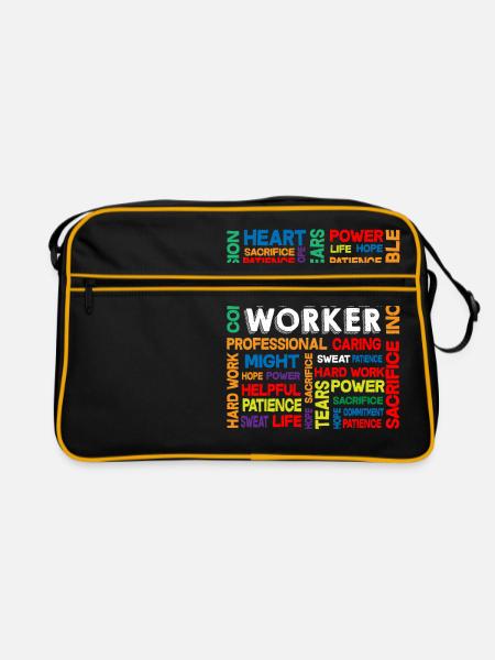 Social Work Month Social Worker Geschenk - Retro Tasche - Schwarz/Gold - Vorne