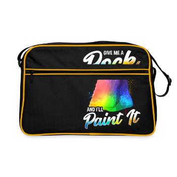 Künstlerisch Gib mir einen Stein und ich male ihn Maler - Retro Tasche - Schwarz/Gold - Vorne