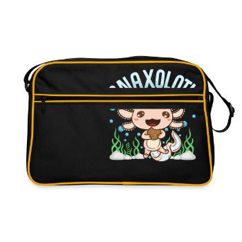 Snaxolotl Funny Axolotl Sushi Snacks Kawaii Animal - Sac Retro - noir/or - Devant