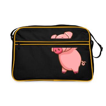 Dabbing Pig Dabbendes Schweinchen Dab danse - Sac Retro - noir/or - Devant